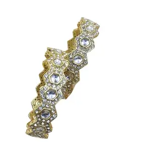 MEHAK CURATORS Traditional White Kundan with Stones Bangles Kada for Women and Girls for Wedding Chuda set of 2 (2.4)