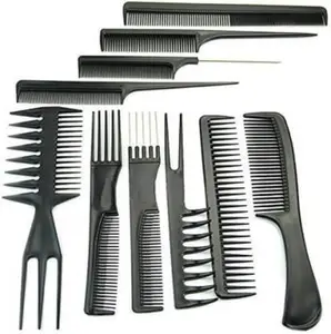 ZAUKY 10pcs Professional Salon Hairstyle Combs Set for Hairdresser Barbers Black