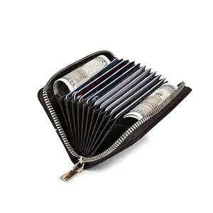 Stealodeal RFID Protecton Zipper 11 Slots Horizontal RFID Leather Wallet for Credit, Debit, and ATM Cards, Cardholder with Multi Card Slots, Purse