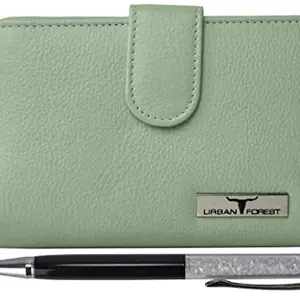 URBAN FOREST Timmy Mint Green Leather Wallet & Pen Combo Gift Set for Women