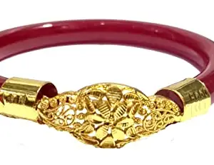 EUREKA Red Colour 2.6 GoldPlated Single Bangle For Womens