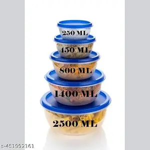 Kitchen Container |250+450+800+1400+2500 ml| Stackable Refrigerator Organizer for Fresh Food Storage | BPA-Free Kitchen Solution|Design - 4884 for Home and Kitchen