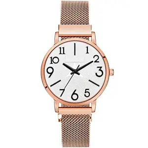 GANESH TIME Analog Watch for Women | with Stainless Steel Rose Gold Strap | Round Dial Watch (Dialer Color: White)