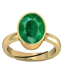 JEMSPRIME Certified Emerald Panna 6.00 Carat / 7.25 Ratti Panchdhatu Adjustable Gold Plating Ring for Astrological Purpose Men & Women