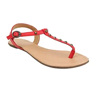 Tao Paris Women Red Leather Fashion Sandals-7 UK/India (39 EU) (2395516)