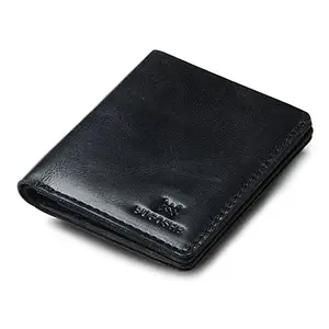 BUGOSHE BUGOSHE Leather Wallet for Men Slim Bifold | Vegetable Tanned Full Grain Leather Men's Wallet | Handmade Genuine Leather Wallet | Gift for Men (Black)