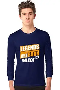 Generic Legends are Born in May Full Sleeve Tshirt Navy,Mogli's Cotton T-Shirt for Men