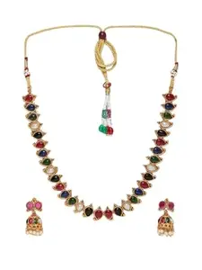 Griiham PEAR SHAPED STONES MULTICOLOR NECKLACE
