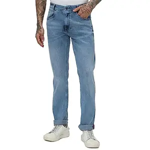 MUFTI Mens Light Blue Straight Fit Jeans