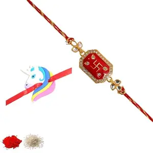 Rakhiya.com Designer Rakhi set of two, Multicolour rakhi, combo of two (set of 2), With Roli Chawal Packet 1188