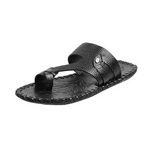 Metro Men's Black Leather Outdoor Sandals-7 UK (41 EU) (16-9818)