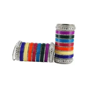 MAYA FASHION Multi Stone Acrylic-Brass Bangle Elegant Extra Large Size Bangle | Perfect Fit for Plus Size banglesTrendy and Comfortable Fit for woman and girls | (Sku-ban1296)