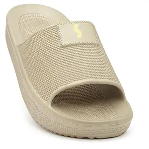 SOLETHREADS POOL Slides| Fashionable| Breathable | Stylish | Lightweight | Anti-Skid | Durable | Cushioned | Comfortable | Technical Utility |Premium Slides for Women Indoor and Outdoor use | BEIGE | 5UK