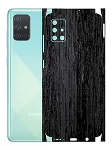 AtOdds - Samsung Galaxy A51 Mobile Back Skin Rear Screen Guard Protector Film Wrap with Camera Protector (Coverage - Back+Camera+Sides) (Rustic Black Wood)
