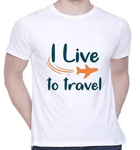 CreativiT Graphic Printed T-Shirt for Unisex Travel Tshirt | Casual Half Sleeve Round Neck T-Shirt | 100% Cotton | D00753-5_White_Medium