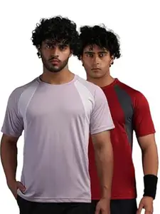 CHKOKKO Gym Tshirt for Men Workout Regular Fit Sports Activewear Man Tshirts with Round Crew Neck and Half Sleeves for Yoga Running&Outdoor Activities