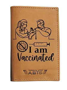 ABYS Genuine Leather Tan Card Wallet for Men and Women (5136-VACCINE)