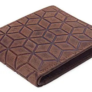 Hide Horn Bifold RFID Protected Leather Wallet for Men - Triple Barfi Printed Designer Wallet - Tan