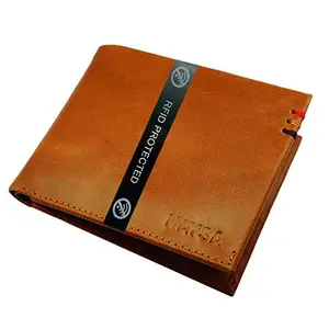 Naysa RFID Protected Men Brown Genuine Leather Wallet (5 Card Slots)