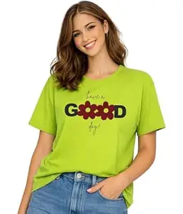 London Hills Women’s Loose Fit Graphic Printed T-Shirt | Soft Cotton Blend Fabric | Round Neck Half Sleeve Casual Top, Travel & College