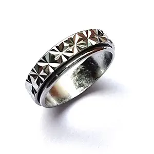 Shafiqua Stainless Steel Carved Silver Plated flFashion Ring for Men And Women Unisex