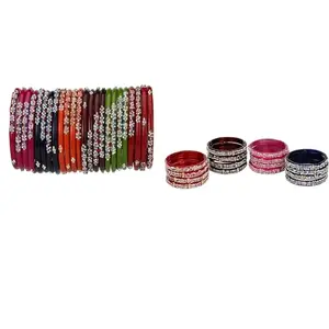 Somil Combo Bangles Set For Women & Girls | Multi-Color Chudi | Wedding, Festival, Daily & Occasion Use, Pack Of 40, Multicolor -A572