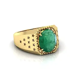 3.25 Ratti To 21.25 Ratti Certified Natural Emerald Panna Panchdhatu Adjustable Rashi Ratan Gold Plating Ring for Astrological Purpose Men & Women
