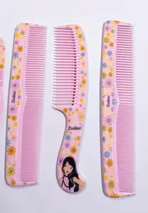 Combo Comb Marvel Printed Big Handle Grooming Hair Comb for Unisex Adults (8 inch) (3 Pcs) Baby Pink