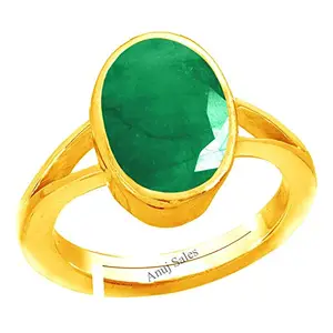 Anuj Sales 6.00 Ratti Certified Natural Emerald Panna Panchdhatu Adjustable Rashi Ratan Gold Plating Ring for Astrological Purpose Men & Women By Lab Certifeid