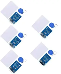 TESTIN ELECTRONICS MFRC RC522 RFID-RC522 RF IC Card Reader Sensor Module S50 13.56MHz RFID Smart Card RFID Chip Key Ring Module (Pack of 5)