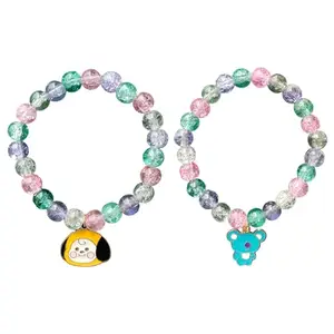 Jewelsbysirani Pack Of 2 (Chimmy,Koya) Cute Korean BTS Character Charms Beads Bracelet Combo For Women And Girls|Accessories Gift For BTS Army