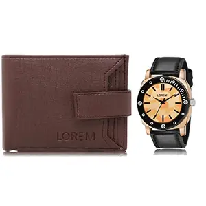 LOREM LOREM Combo of Men Watch & Artificial Leather Wallet-FZ-WL09-LR52