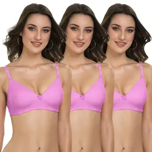 Tweens - Lightly Padded Bra - Polyamide Fabric - Full Coverage - Wirefree - Multiway Straps - Everyday Seamless T-Shirt Bra (TW-9199-MOV-3PC-32C)