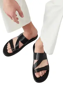 Max Men Colourblock V-Strap Sandals,BLACK,43