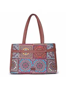 ZOUK Urban Escape Bag | Stylish Vegan with Laptop Compartment, Trolley Sleeve & Anti-Theft Pocket | Multicolor Mandala Print