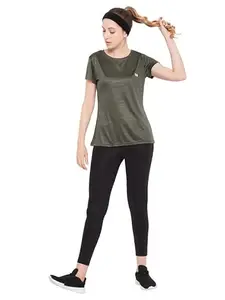 Clovia Women's Comfort-Fit Active T-Shirt (AT0195O17_Green_M)