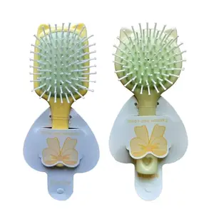 BlackLaoban Cute Cartoon Baby Hair Brush Soft Bristles Anti-static Airbag Massage Comb For Kids Girls & Boys Combo (Pack Of 2) - Yellow