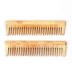 Odhilife Neem Wood Wide Teeth Wooden Comb |Secrets Everyday Kacchi Neem Comb | Hair Growth, Hairfall, Dandruff Control| Comb for Men, Women |Pack2