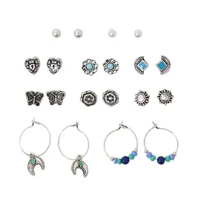 Accessorize London Women Multi Mixed Stud and Hoop Earrings Pack of 10