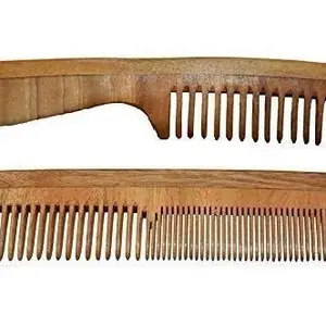 KAVIN Neem Wood Comb Wooden Comb Set Anti Dandruff For Wide Tooth Comb Controlling Hair Fall And Hair Growth (Brown Colour) Pack Of 1 (M6)