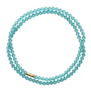 Peacock Blue Glass Crystal Bead Necklace Handmade Lightweight Jewelry for Women Girls Pack of 1