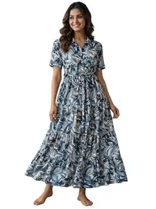 MATMA FASHION Women's Multicolor Cotton Sleeveless Maxi Dresses |Long Dress for Women| One Piece Western Dress for Women