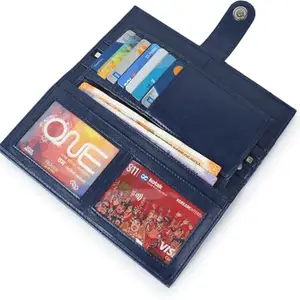 Classic World Women Blue Artificial Leather Wrist Wallet (9 Card Slots) Flip travler Card Blue_CW