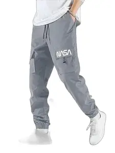 New Men's Lycra Midrise Elastic Waist Trackpant (NASA_Grey_19_M)