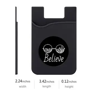Plan To Gift Set of 3 Cell Phone Card Wallet, Silicone Phone Card Id Cash Wallet with 3M Adhesive Stick-on Believe Printed Designer Mobile Wallet for Your Phone & Tablet