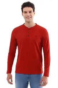 Allen Solly Men's Slim Fit T-Shirt (ASKHCUSGF748580_Red
