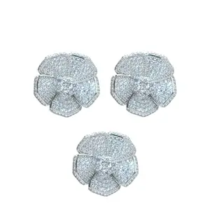 LUXEVOGUE Women 92.5 Sterling Silver Radiant Bloom Pendant Set White Gold 18K Rhodium Plating