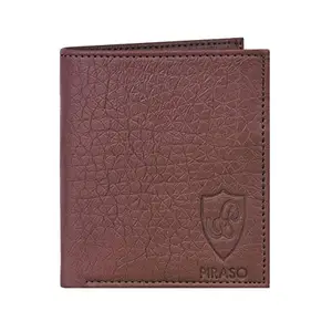 PIRASO Men's Genuine Leather Brown Long Book Wallet