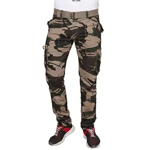 Malvina Men's Army Cotton Relaxed Fit Zipper DORI Cargo Jogger Pants (Camouflage, 30)