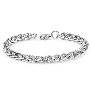 Peora 316L Stainless Steel Smooth Link Bracelet with Lobster Clasp for Men and Boys